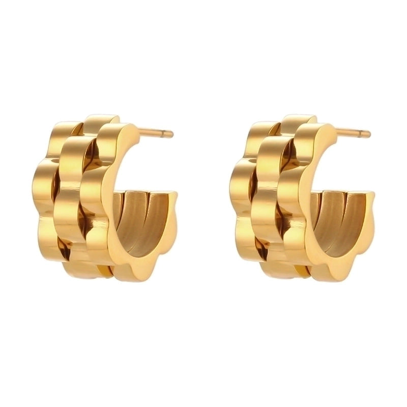 Hip-Hop Geometric Plating 304 Stainless Steel No Inlaid 18K Gold Plated Earrings