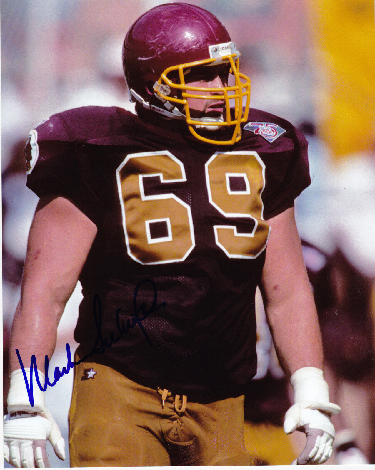 MARK SCHLERETH WASHINGTON REDSKINS ACTION SIGNED 8x10