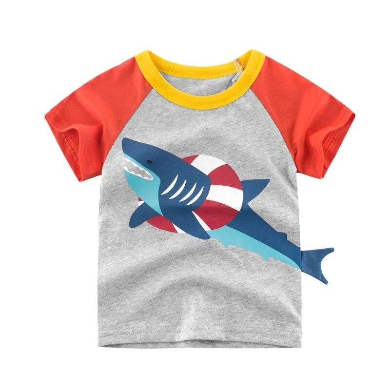 Kids Boys Clothes Summer Boy Girl Short Sleeve T Shirts Tops Cotton Cartoon Tees 2 3 4 6 7 8 Year Children T-shirt Clothing
