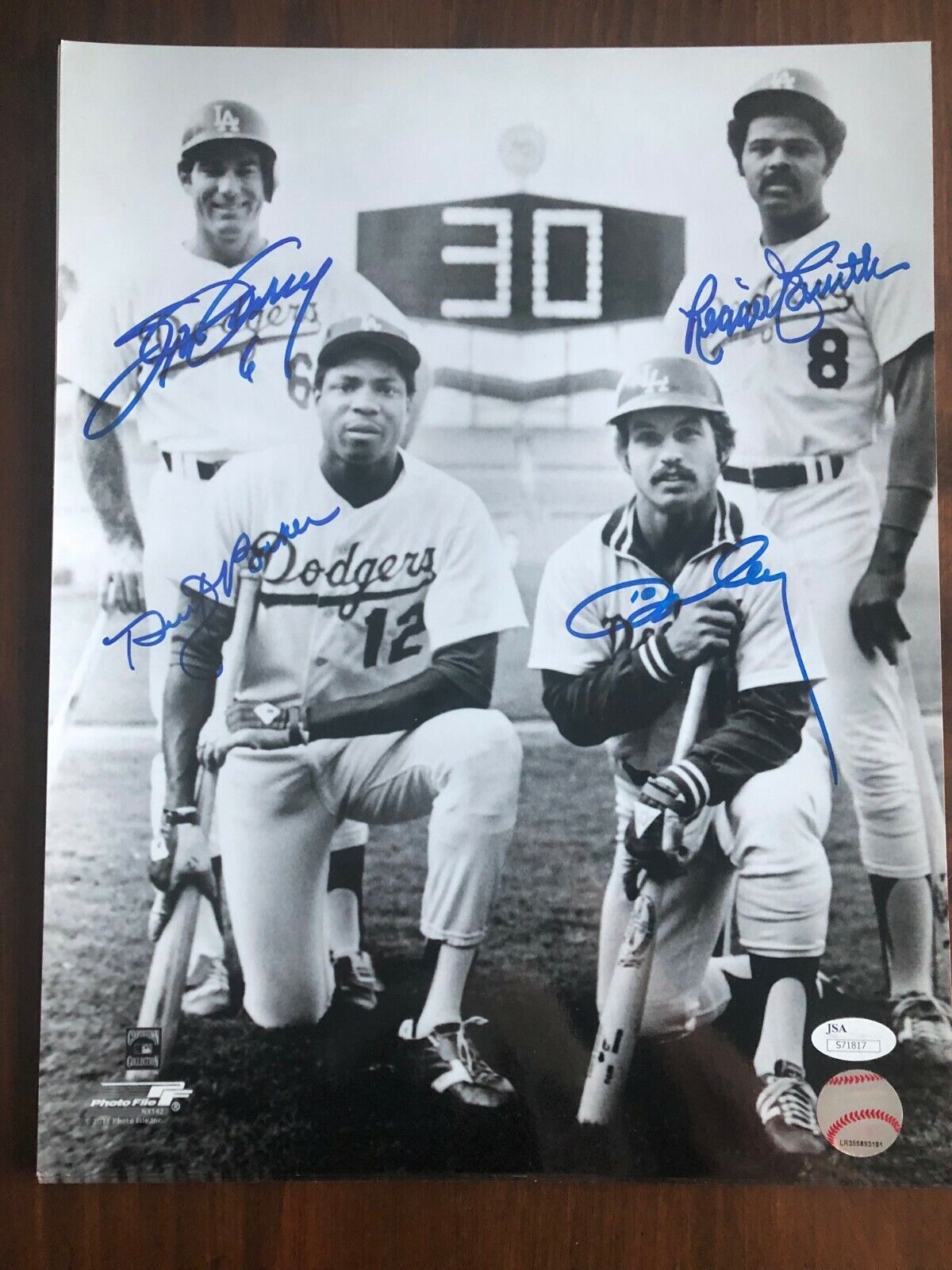 1977 Los Angeles Dodgers Signed 11x14 Photo Poster painting Baker Cey Garvey Smith 4x30 HRs JSA