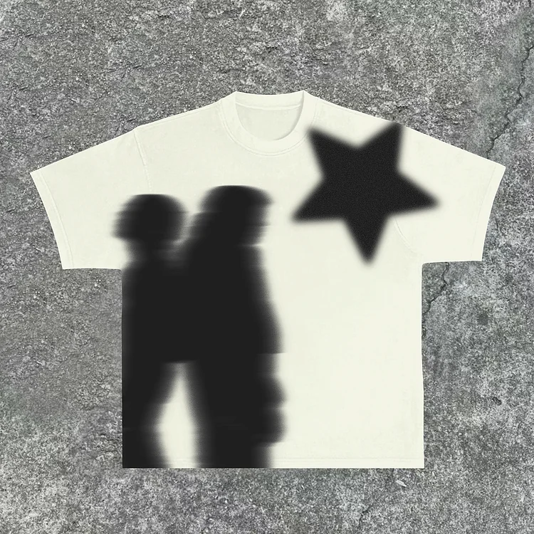 Men's Casual Virtual Shadow Graphics 100% Cotton Short Sleeve T-Shirt