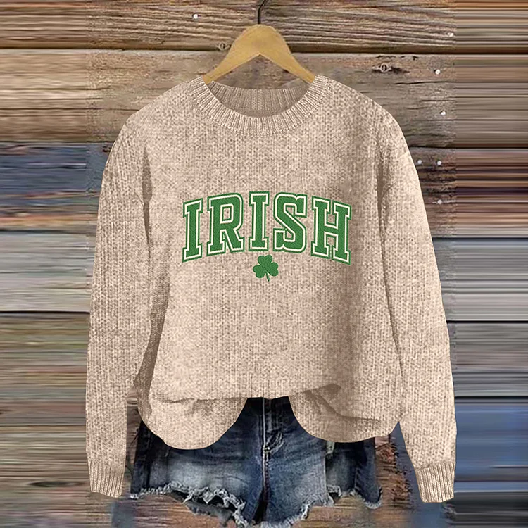 VChics Irish Shamrock Embroidered Women's Sweater