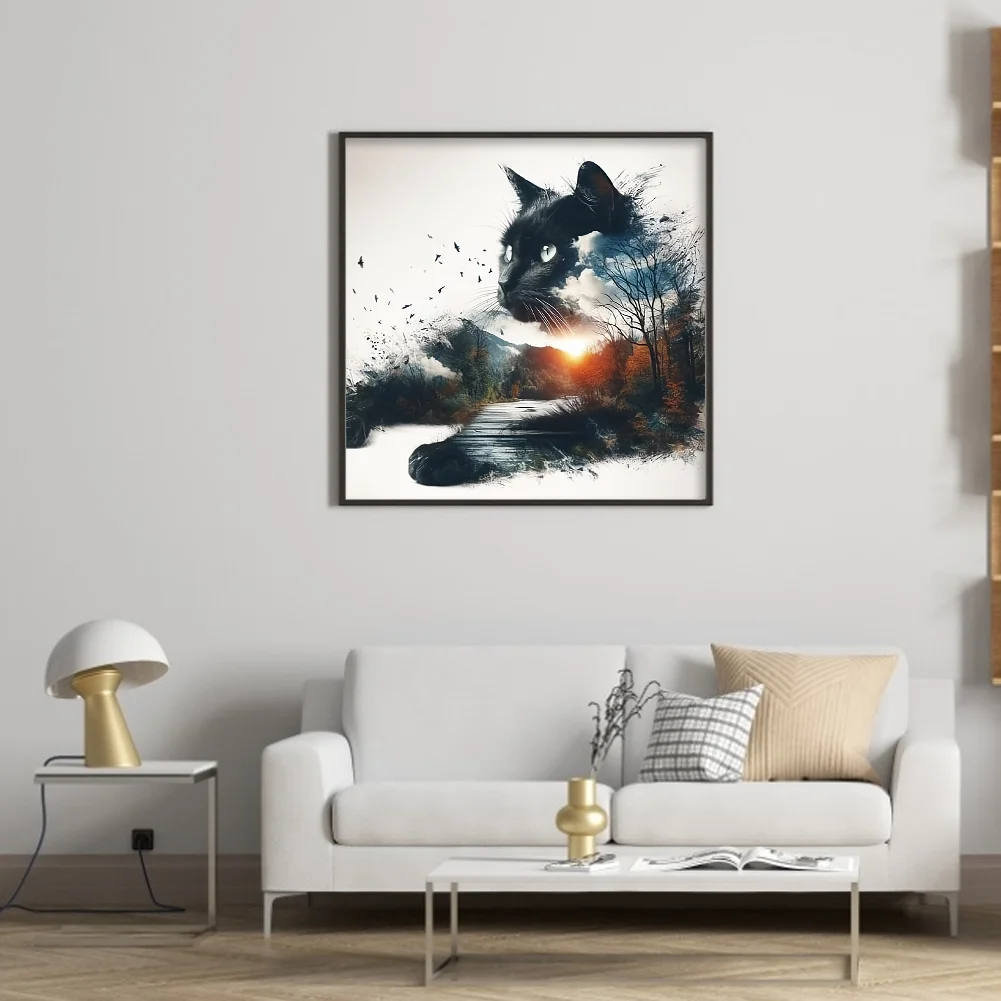 11CT Full Stamped Cross Stitch - Forest Cat (40*40cm)