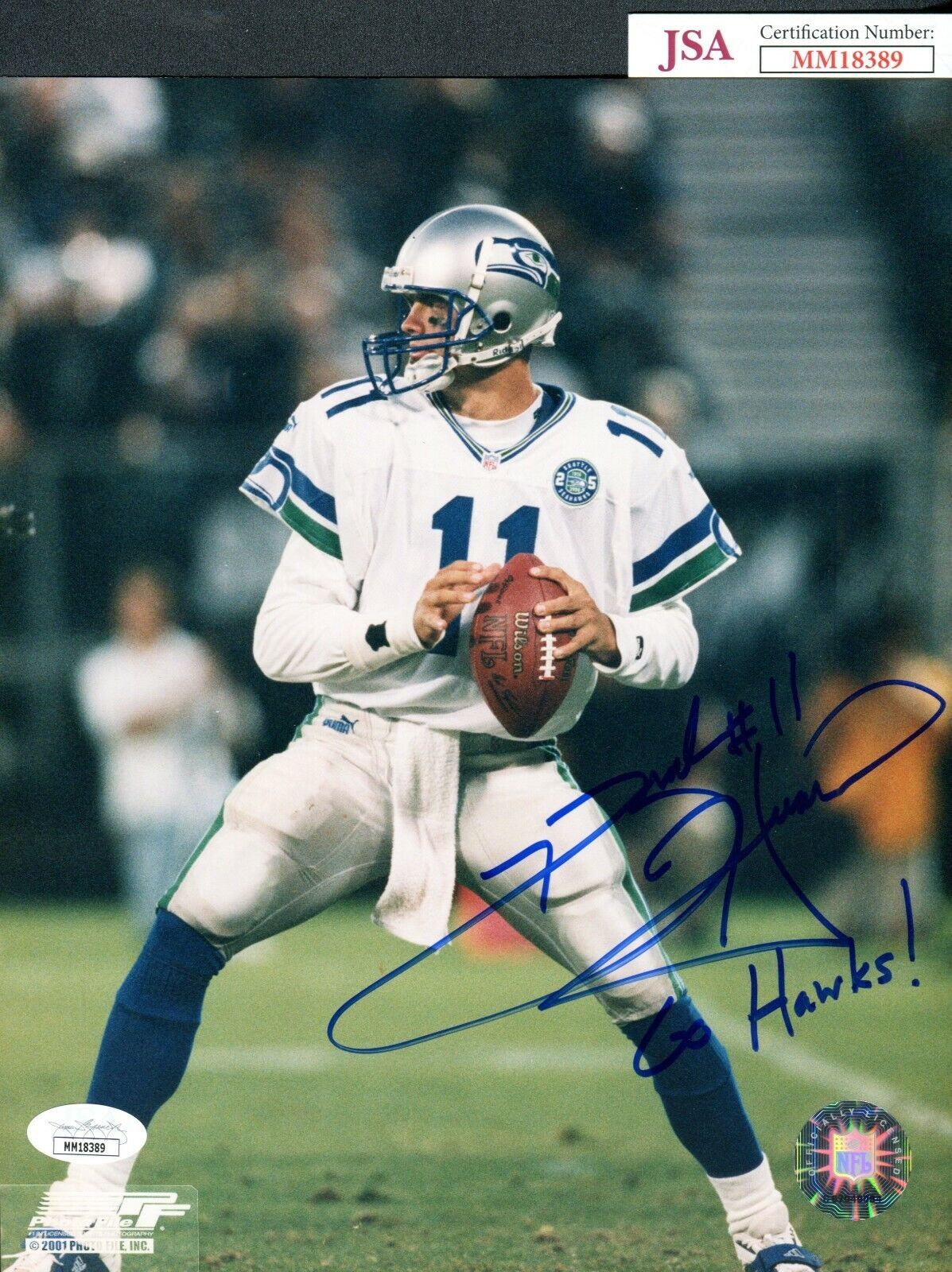 JSA Brock Huard Autographed Signed INSCR 8x10 Photo Poster painting Seattle Seahawks TRB 569