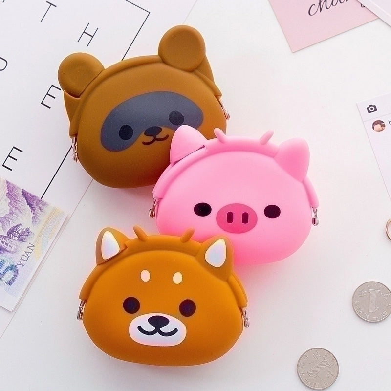 2 Pieces Women’s Animal Silica Gel Buckle Coin Purses