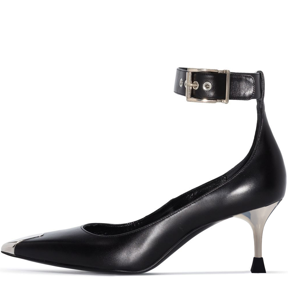 Black Closed Toe Stiletto Heel Ankle Strap Pumps Nicepairs