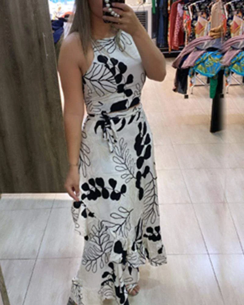 Fashion Printed Halter Jumpsuit