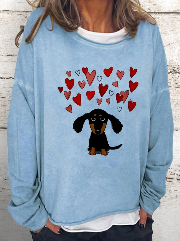 loving dog Women Loose Sweatshirt-0021949