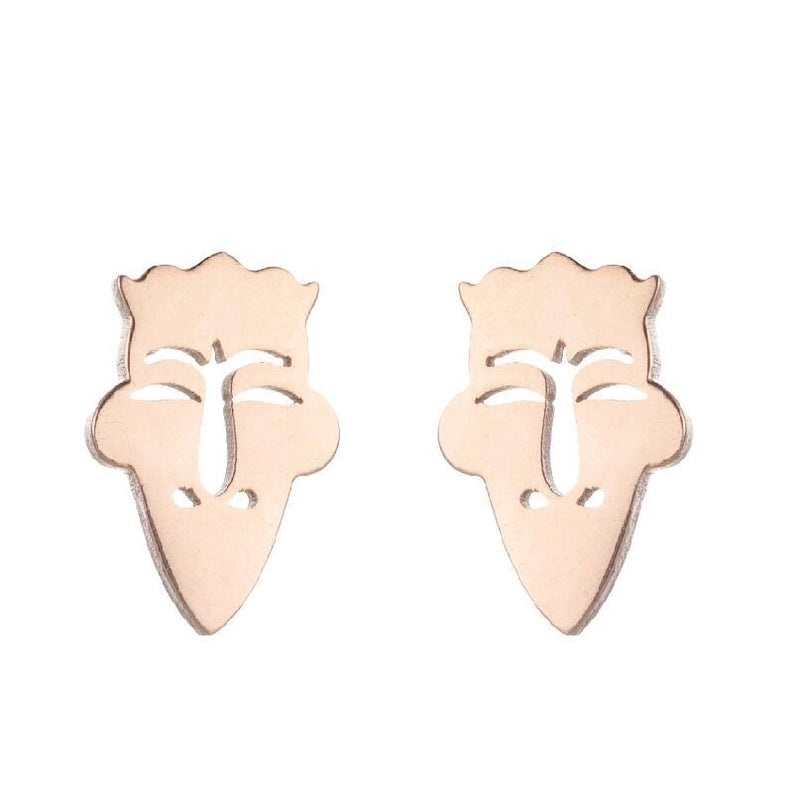 1 Pair Halloween Fashion Smile Face Star Skull Plating Hollow Out Stainless Steel Ear Studs