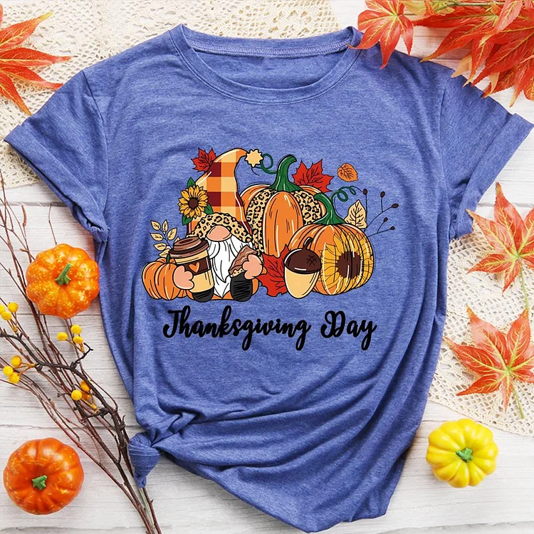 Thanksgiving Day Round Neck T-shirt-0019174