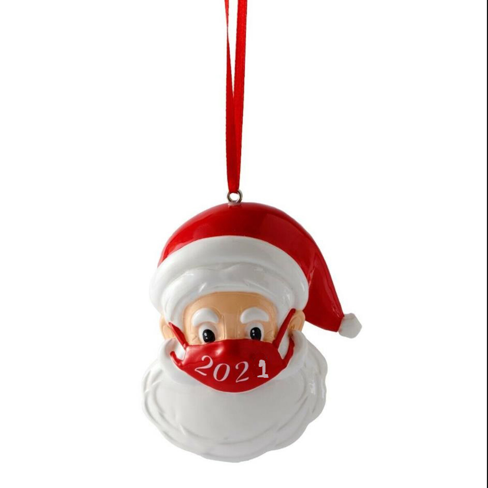 

3D Christmas Resin Santa Wearing Mask Figurine Xmas Tree Pendant Ornament, 501 Original