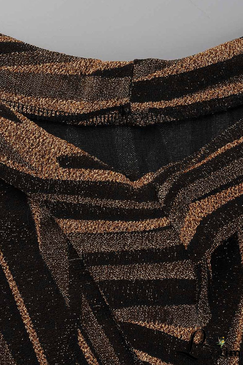 Gold Sexy Patchwork Off the Shoulder Off The Shoulder Dresses