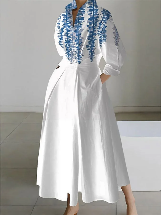 Women's botanical print casual shirt dress