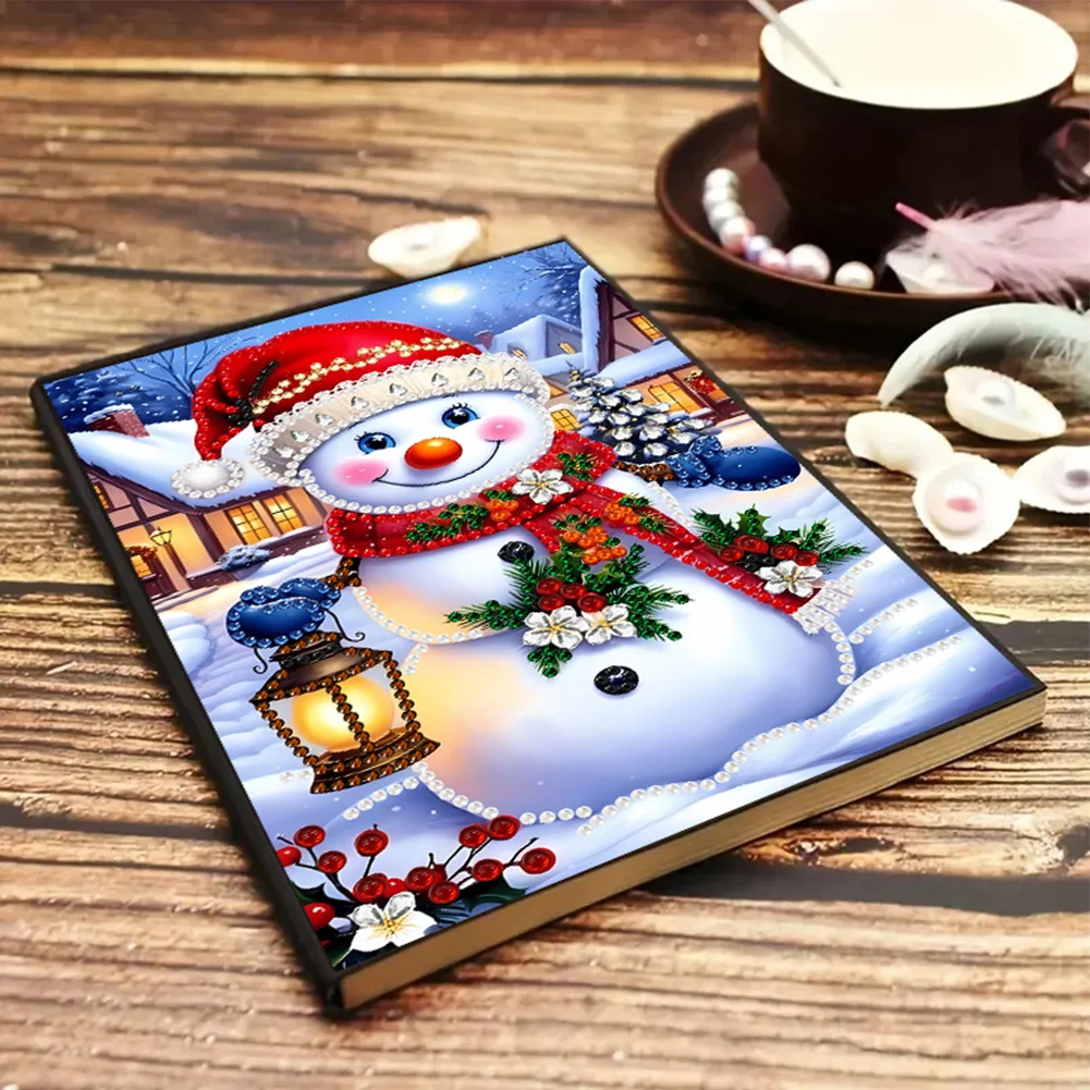 2pcs 50-Page A5 Snowman Diamond Painting Notebook for Adults Holiday Gift