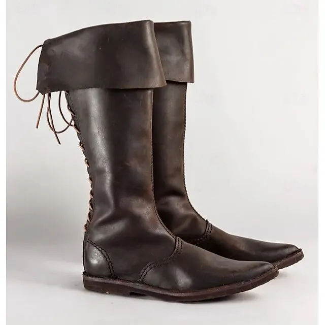 Gothic Medieval Renaissance Shoes Boots Knee High Boots Pirate Viking Crusader Fancy Dress Men's Celtic Pirate Halloween Masquerade Party & Evening LARP Ren Faire Adults' Shoes All Seasons