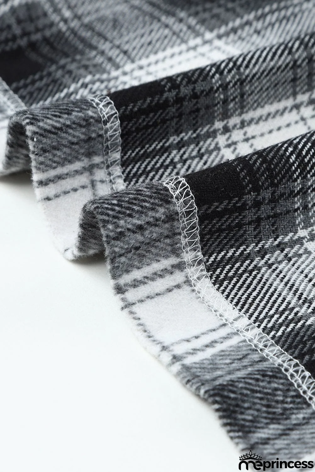 Plaid Patchwork Buttoned Pocket Sherpa Jacket