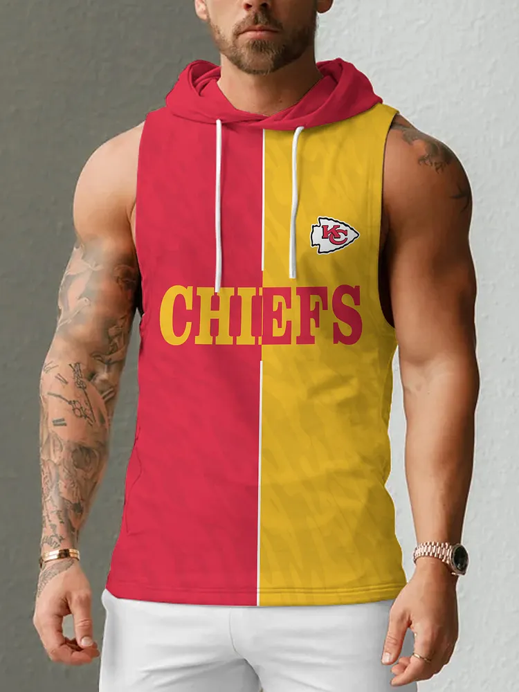 Kansas City Chiefs Men's  Casual Comfy Sleeveless Hooded Tank Top