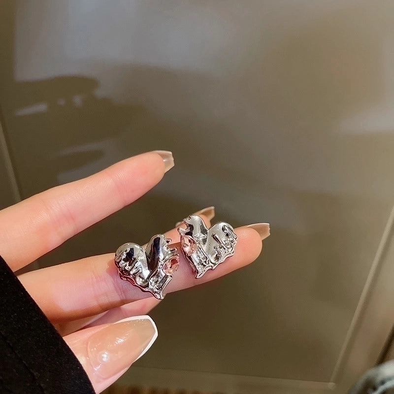 Silver Needle  Exaggerated Lovely Earrings Light Luxury High-grade Niche Earrings Fashion Metal Temperament Earrings For Women