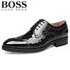 【BOSS&reg;】 Novos sapatos masculinos de couro de bezerro em relevo 2024