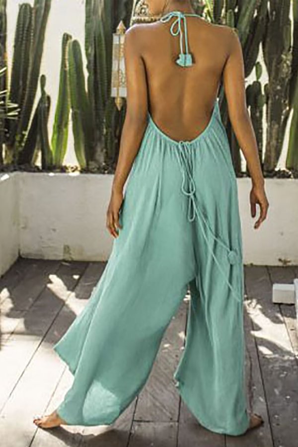 Halter Drawstring Halter Sexy Jumpsuit