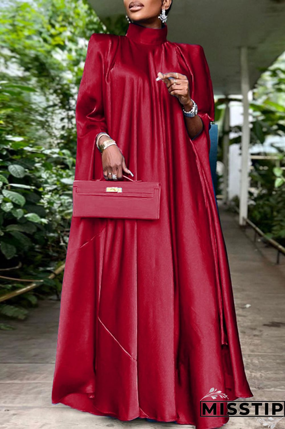 Blue Casual Solid Patchwork Turtleneck Straight Dresses