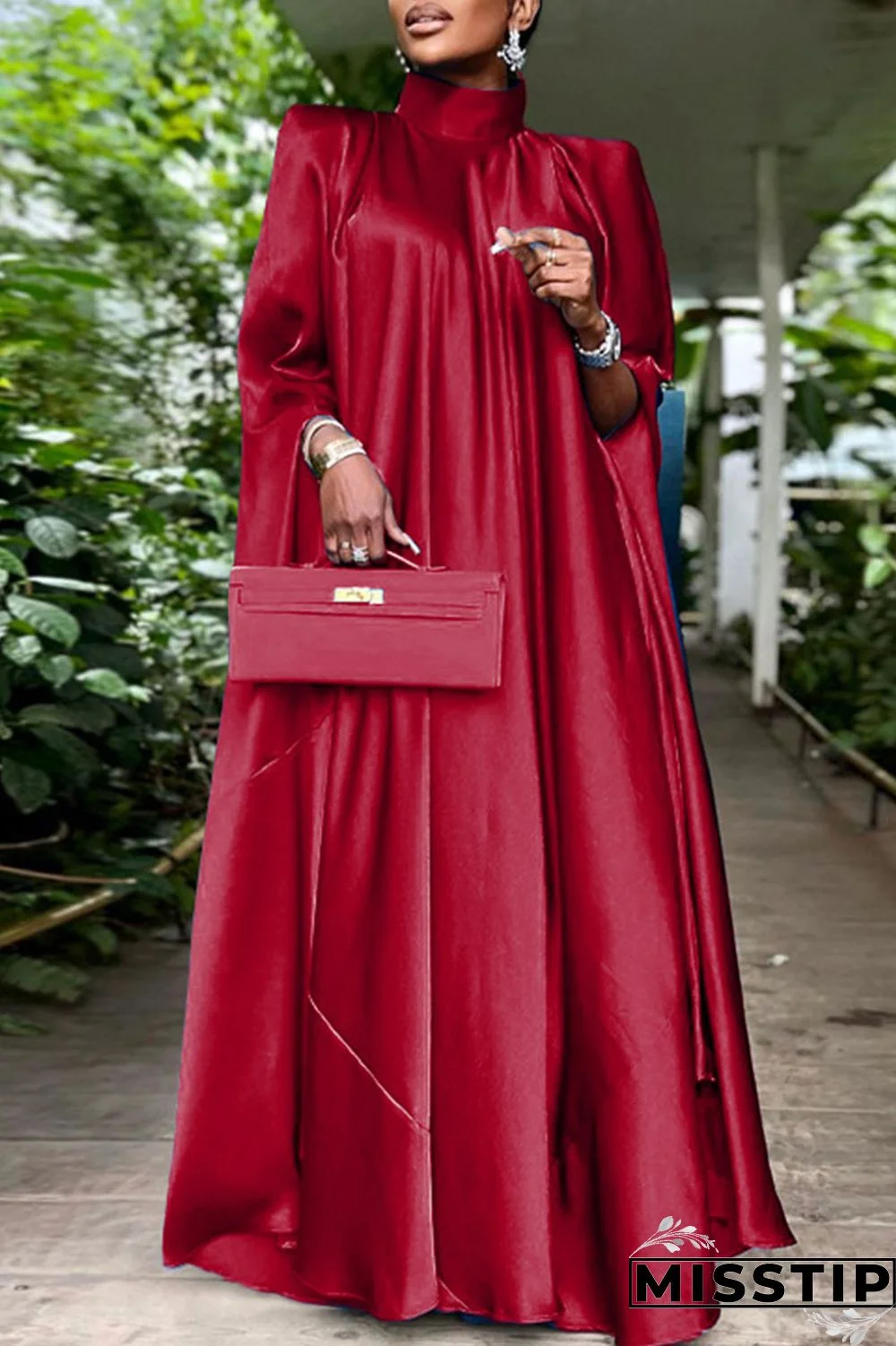 Blue Casual Solid Patchwork Turtleneck Straight Dresses