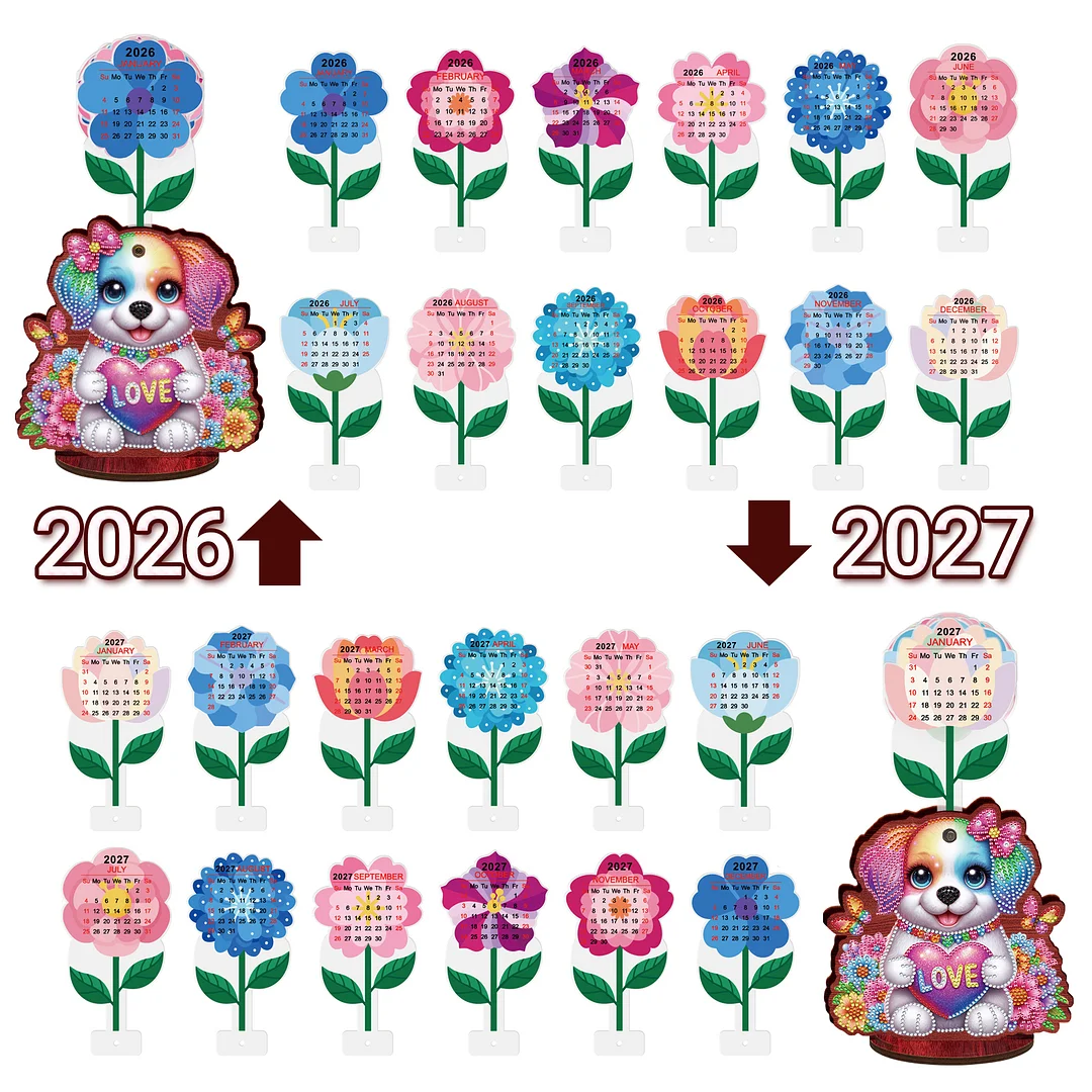 2026 Calendar DIY Diamond Painting Kit Wooden Diamond Painting Calendar