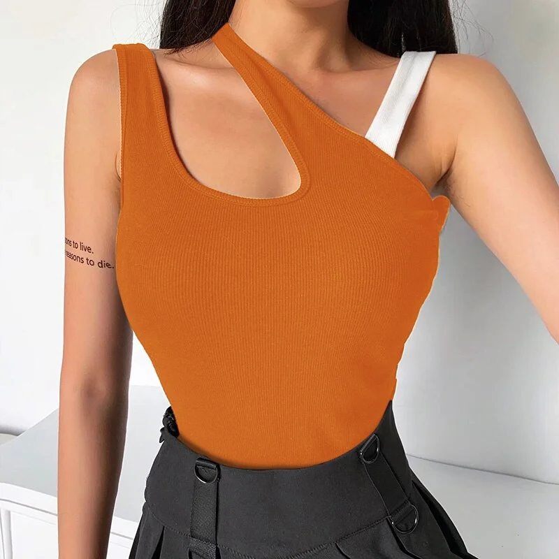Instant Hot Sexy Black Splice Tank Top Criss Cross Slim Rib Knit Summer Slim Women Top Sleeveless Party Streetwear Female Tank