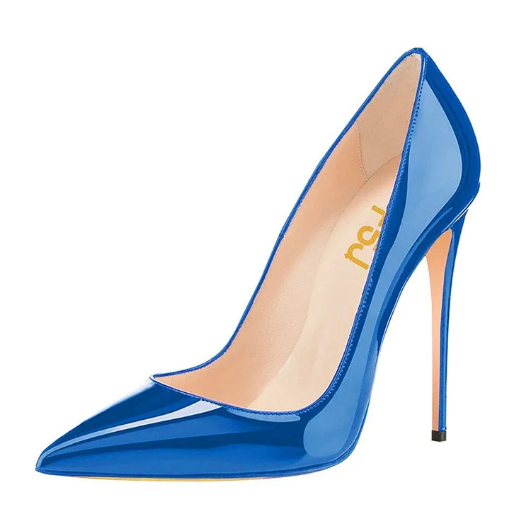 Blue Pointy Toe Stiletto Heels Pumps Office Shoes |FSJ Shoes