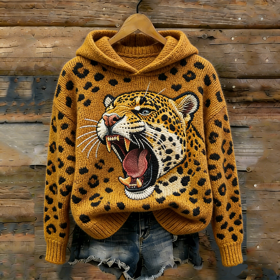 Leopard Pattern Winter Warm Hooded Sweater wearshes