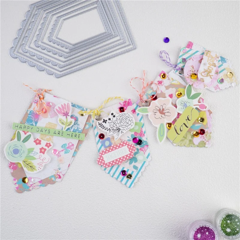 InLoveArts Craft Banner Frame Metal Cutting Dies Cut Mold Scrapbook Paper Craft Knife Mould Blade Punch Stencils Dies New 2021