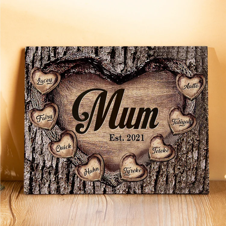 8 Names-Personalized Mum Wooden Ornament Custom Names Home Decoration for Mother