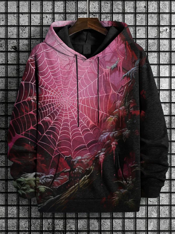Men's Spider Nest Spider Web Art Print Hooded Sweatshirt