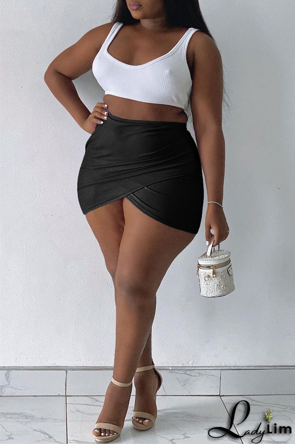 Blue Fashion Casual Solid Patchwork Regular High Waist Skirt