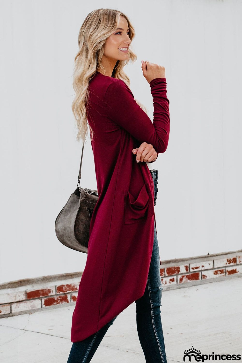 Selected Button Pocketed High Low Cardigan