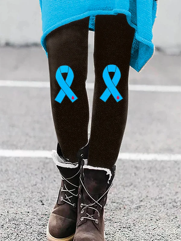 Diabetic Blue Awareness Ribbon Leggings