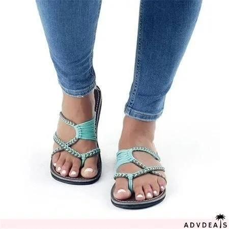 Women's Knitted Fabric Flip-flops Beach Slippers