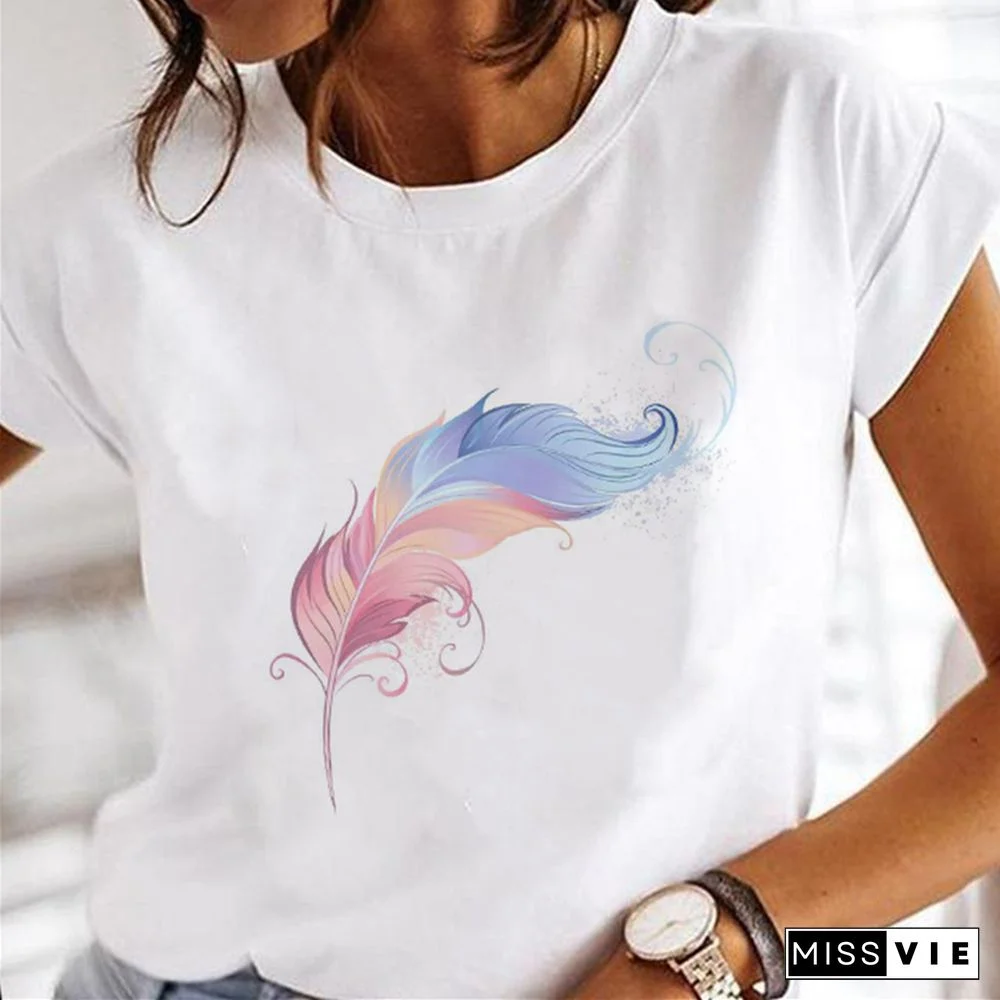 Women Dandelion T-shirts Fashion Clothing Cartoon Clothes Watercolor 90s Short Sleeve Spring Summer Female Tee Graphic Tshirt