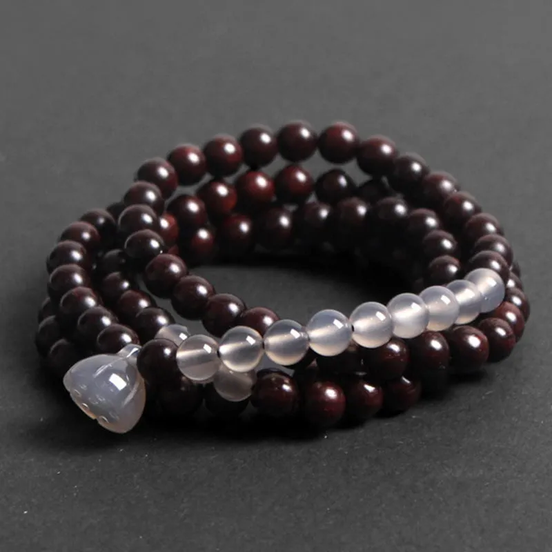 Tibetan Small Leaf Red Sandalwood Lotus Balance Necklace Bracelet