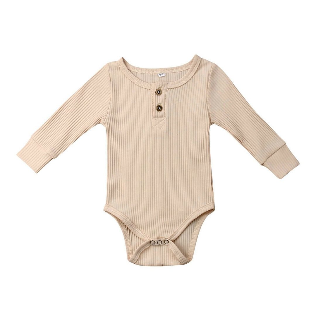 2020 Brand New Newborn Infant Baby Girl Boy Ribbed Bodysuit  Ruffle One-Pieces Solid Jumpsuit Long Sleeve Outfits Spring Sunsuit