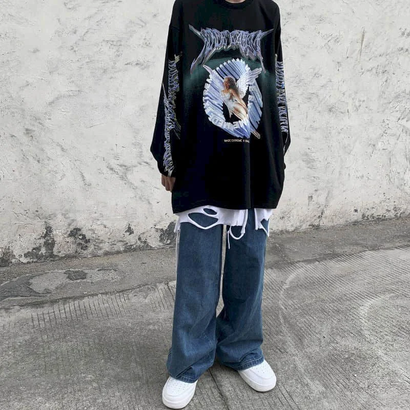 Very Handsome Student BF Style Sweatshirt Female Trend New Loose Korean Autumn Thin Section Long-sleeved Mid-length Top