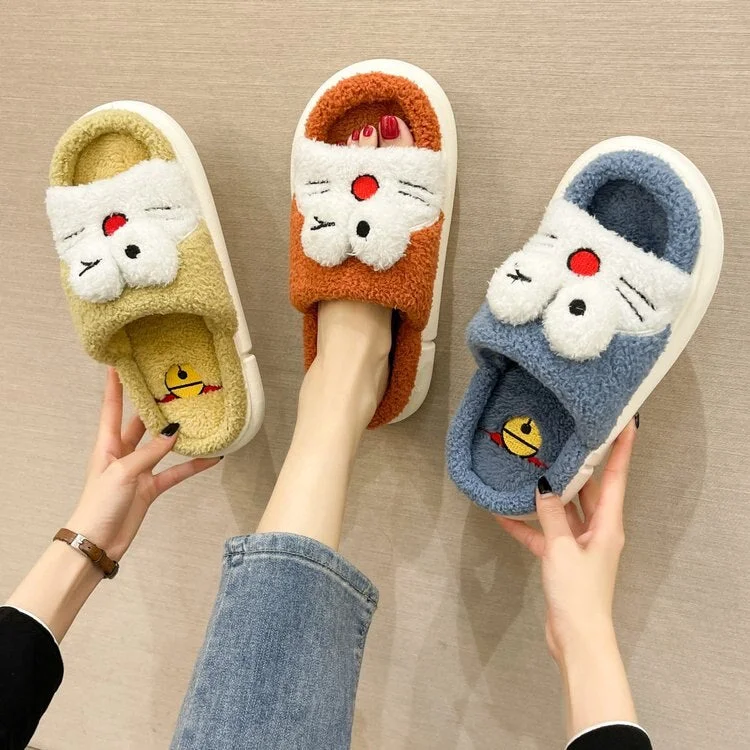 2021 new summer/spring slippers open toe cute cartoon plush cotton drag kawaii autumn and winter cotton drag