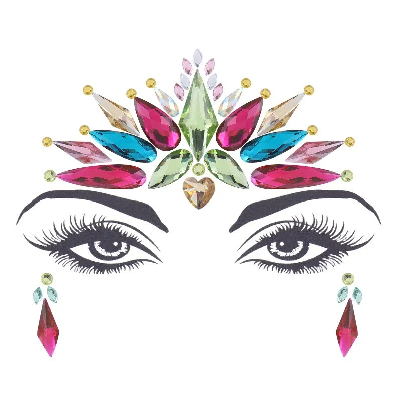 Face Adhesive Jewelry Gems Temporary Tattoo Face Jewelry Festival Party Body Art Gems Rhinestone Flash Tattoos Stickers Make Up