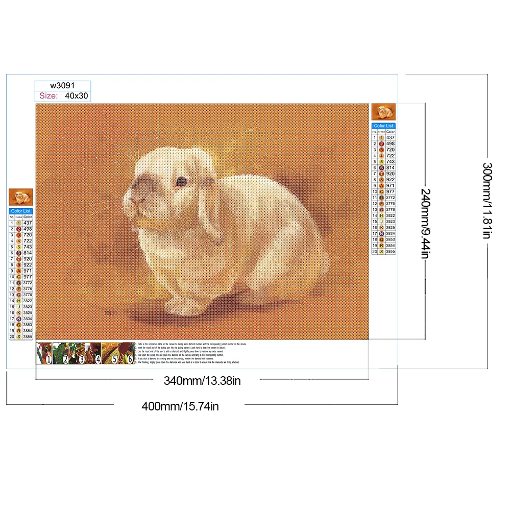 Full Round Diamond Painting 40*30cm - Rabbit