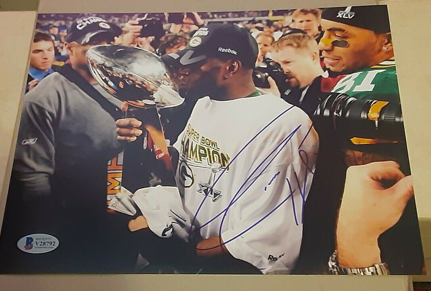 DONALD DRIVER GREEN BAY PACKERS SIGNED SUPER BOWL XLV 45 8X10 Photo Poster painting BAS #V28792