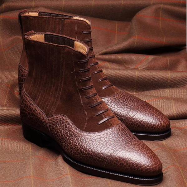 2021 New Low Heel Fashion  Square Toe Men's Low Trend Boots