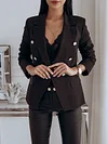 Urban Solid Color Buttoned Long Sleeves Notched Collar Blazer