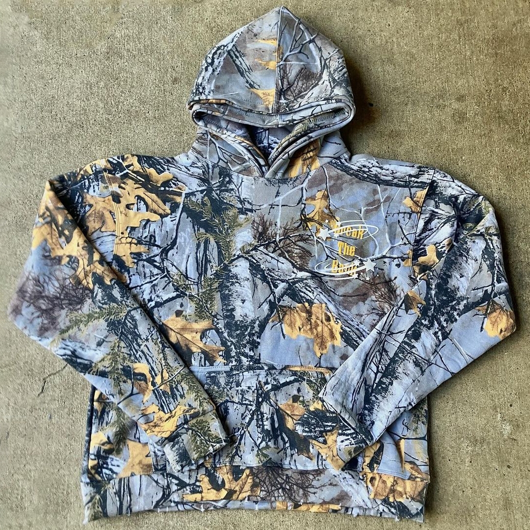 Shoot For The Stars Leaves Print Long Sleeve Hoodies