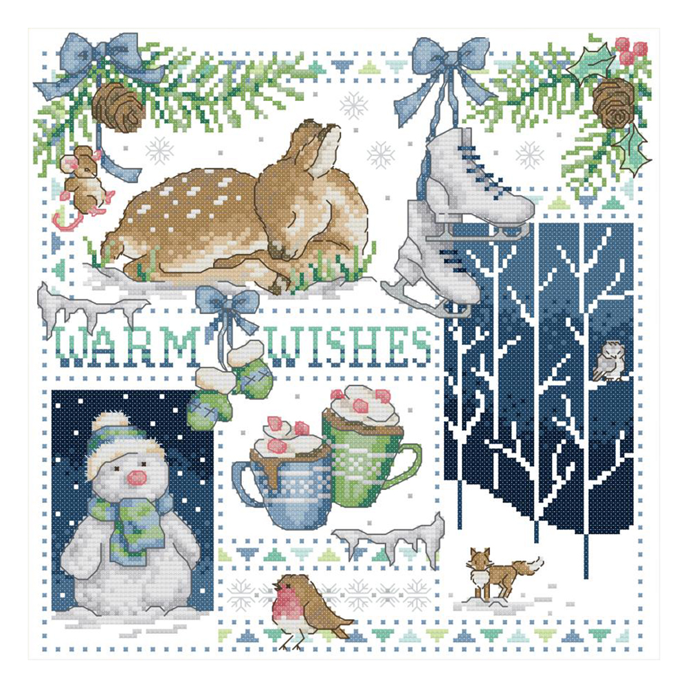 Xmas Fawn 14CT pre-stamped canvas(32*32cm) cross stitch
