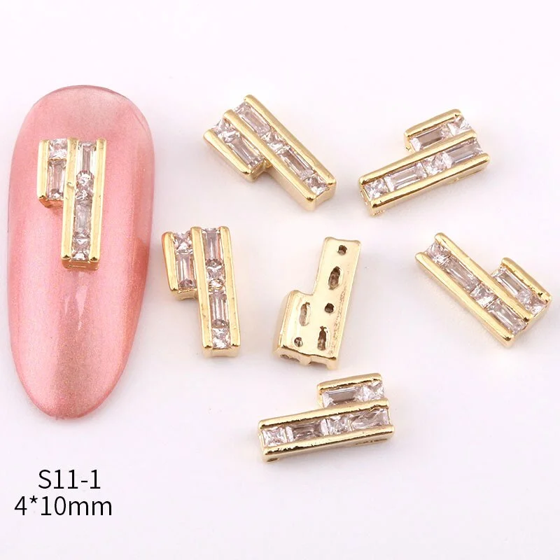 Nail Decoration Tips Elegant Designs Alloy With Exquisite Zircon Rhinestones Jewelry 5 Pcs/Set For Beauty Salons